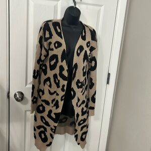 Animal print long cardigan
